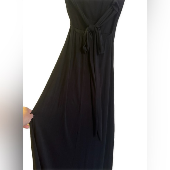 Alexis by Tal Sheyn Couture Strapless Black Maxi Dress A-Line Long Tie Dress USA - Picture 8 of 12